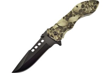 Image of Frost Skull Camo Linerlock A/O Folding Knife,3.5in,Stainless Steel,Standard Edge,Black FTR3969