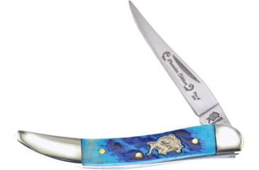 Image of Frost Small Toothpick Blue Bone Bulldog Folding Knife, Mirror SS Long Clip Blade, Blue Jigged Bone Handle, Nickel Silver Bolster, Blue, BDG-109DBJB