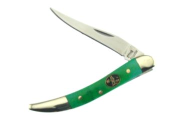 Image of Frost Steel Warrior Toothpick Folding Knife,Long Clip Blade, Green Smooth Bone Handle FSW109GSB