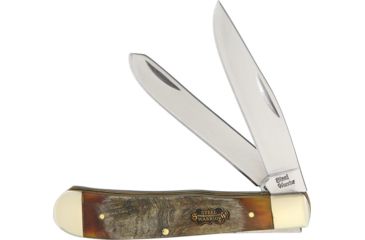 Image of Frost Steel Warrior Trapper Ram Folding Knife,Stainless Steel,Standard Edge,Clip and Spey,Mirror Polish,Ram Horn Handle FSW108RH