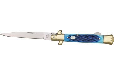 Image of Frost Stiletto Dark Blue Folding Knife, 3.875in, Single Edge Blade, Dark Blue Jigged Bone Handle FSW185DBLJ