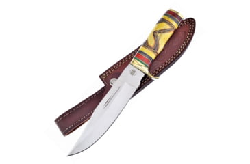 Image of Frost Sun Dancer II Bowie Knife, 7 satin finish stainless blade, Yellow bone handle with black, brown, and green pa, CW-610YB