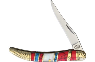 Image of Frost Toothpick Silverhorse Folding Knife, Blue and red turquoise and pearl handle, SHS-109RBW