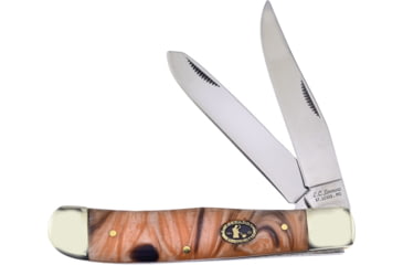 Image of Frost Trapper Gold Resin E.C. Simmons Folding Knife, Mirror SS Clip/ Spey Blades, Gold Resin Handle, ECS-108CG
