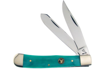 Image of Frost Trapper Bone Folding Knife, 4.13in Closed, Mirror Stainless Clip/Spey Blades, Green Smooth Bone Handle, WT-312GSB