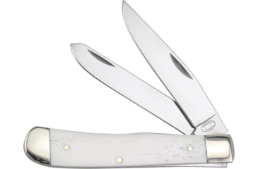 Image of Frost Trapper White Smooth Bone Folding Knife, Mirror SS Clip/ Spey Blades, White Smooth Bone Handle, Nickel Silver Bolster, White, 18-812WSB