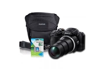 Image of Fujifilm FinePix S8600 16MP Digital Camera, Black, Bundle-Gadget Bag, 8GB Memory Card, 3xAA Batt. 600013635