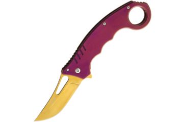 Image of Fury Purple Titanium Linerlock A/O Folding Knife,3in,Stainless Steel,Standard Edge,Purple,Titanium Handle FY32358