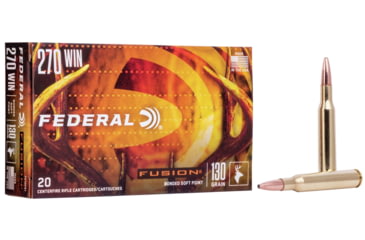Image of Federal Fusion .270 Winchester 130 Grain Soft Point Brass Rifle Ammo, 20 Rounds, F270FS1