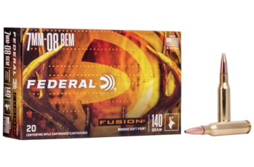 Image of Federal Fusion 7mm-08 140 Grain Soft Point Brass Rifle Ammo, 20 Rounds, F708FS1