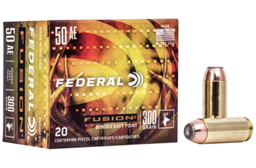 Image of Federal Fusion 50 Action Express 300 Grain Soft Point Brass Centerfire Pistol Ammo, 20 Rounds, F50AEFS1