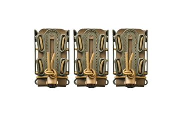 Image of G-Code Pistol Soft Shell Scorpion Mag Carrier w/ P1/P2/P3 Molle and Belt Mounts, Pack of 3, Ambidextrious, OD Green Frame/Tan Shell, Short, SS-P2-3PK-123-GNTN