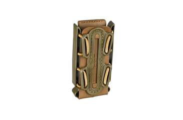 Image of G-Code Pistol Soft Shell Scorpion Tall Mag Carrier w/ P1/P2/P3 Molle and Belt Mounts, Ambidextrious, OD Green Frame/Tan Shell, Tall, SS-P1-123-GNTN