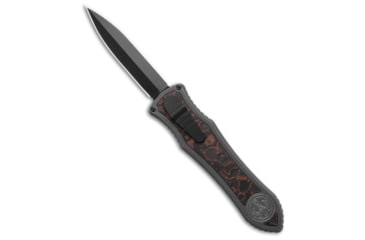 Image of Hawk Knife Designs Custom Deadlock Model C Automatic Folding Knife, 3.50in, CPM 20CV, Dagger Blade, Carbon Fiber, Titanium, Black/Brown Handle, Black/Brown/Black, 8.48 inch, BHQ-185454