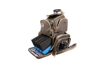 Image of GPS Rolling Handgunner Range Backpack w/4 Handgun Cradle, Rifle Green/Khaki, GPS-1711ROBPRK