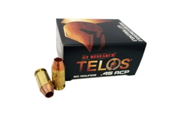 Image of G2 Research Ammunitions Research TELOS Handgun Ammunition .45 ACP 160 gr HP 920 fps 20/ct, G00629