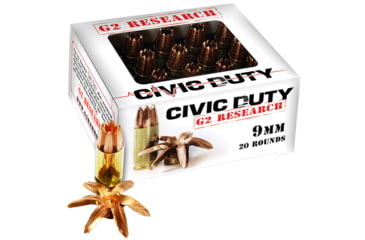 Image of G2 Research Civic Duty 9mm Luger 96 Gr Copper Expansion Projectile 2 Pistol Ammo, CIVIC9MM