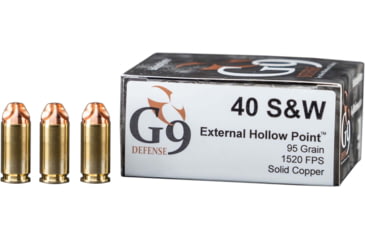 Image of G9 Defense .40 S&amp;W 95 Grain Hollow Point Brass Cased Pistol Ammo, 20 Rounds, E-40SW-95A