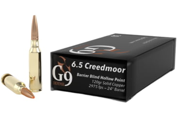 Image of G9 Defense 6.5 Creedmoor 120gr Barrier Blind Hollow Point Rifle Ammunition, 20 Round, B-65CM-120A