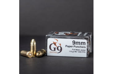 Image of G9 Defense 9mm Luger 115 Grain Full Metal Jacket Brass Cased Pistol Ammo, 500 Rounds, T-9MM-115D