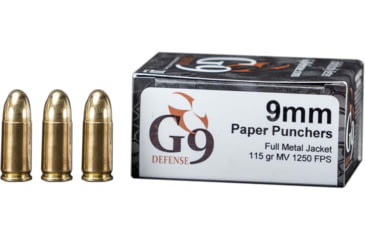 Image of G9 Defense 9mm Luger 115 Grain Full Metal Jacket Brass Cased Pistol Ammo, 500 Rounds, T-9MM-115D