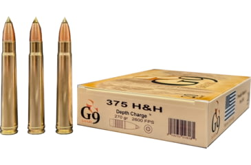 Image of G9 Defense Safari .375 H&amp;H Magnum 270 Grain Depth Charge Tipped Hollow Point Brass Cased Rifle Ammo, 20 Rounds, DC-375HH-270A