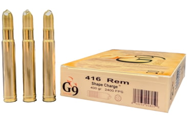 Image of G9 Defense Safari .416 Remington Magnum 400 Grain Shape Charge Solid Brass Cased Rifle Ammo, 20 Rounds, SC-416REM-400A