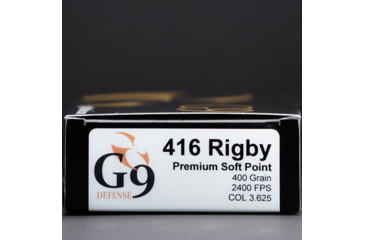 Image of G9 Defense Safari .416 Rigby 400 Grain Shape Charge Solid Brass Cased Rifle Ammo, 20 Rounds, SC-416RIG-400A