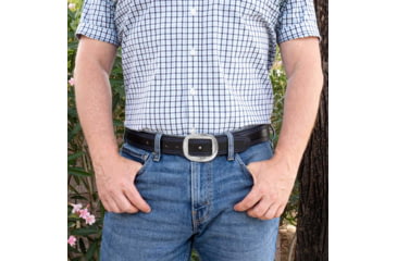 Image of Galco 1 1/2in Center Post Flat Back Buckle Pants Belt, Black/Blue Thread, 40in, PB20-40BB-CPN1