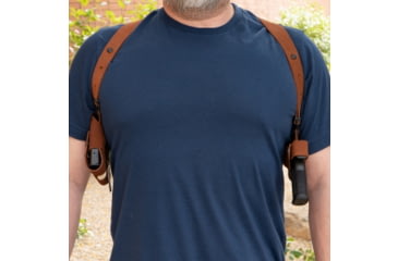 Image of Galco Classic Lite 2.0 Shoulder System Shoulder Size Fits Chest Up To 56in Natural Leather Fits Glock 43, Right Hand, Natural, CL2-800R