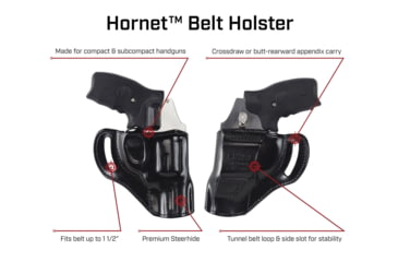 Image of Galco Hornet Strongside/Crossdraw Belt Holster, Ruger Ec9S, Ruger Lc9, Right Hand, Black, HT636RB