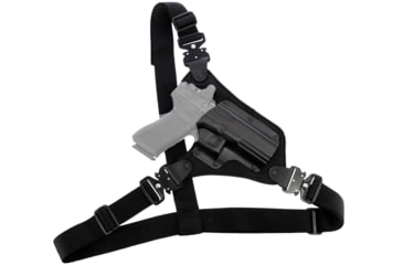 Image of Galco Hybrid High Ready Kydex/Nylon Chest Holster, Glock 17 Gen 3-5/19 Gen 3-5 Right Hand, Black, Black, HR872RB