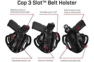 Image of Galco Leather Holster - Ruger SR9 Cop 3 Slot - Right Hand, Black - CTS484B