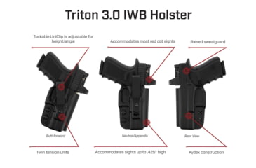Image of Galco Triton 3.0 Kydex Strongside/Crossdraw IWB Holster, Glock 19 Gen 1-5, Glock 23 Gen 2-5, Glock 23, 32 w/ or w/o Red Dot, Glock 45, TR3-226RB