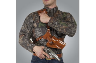 Image of Galco Great Alaskan Leather Chest Holster, Wilson Combat Hunter w/wo Red Dot, Right Hand, Tan, GA678R