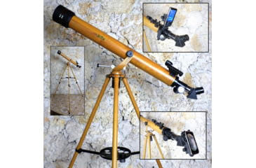 Image of Galileo 800mm x 60mm Erect Image Prism Refractor Telescope w/ Smartphone Adapter, Wood Grain, SS-G860WG