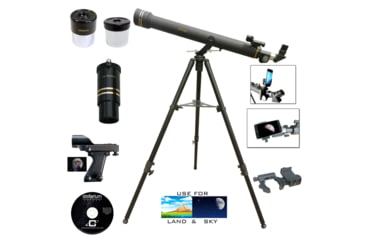 Image of Galileo 800mm x 72mm Erect Image Prism Refractor Telescope w/ Smartphone Adapter, Black, SS-872