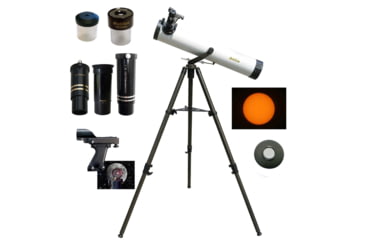 Image of Galileo 800mm x 80mm Reflector Telescope w/ Solar Filter, White, FS-80ZSF