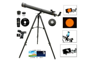 Image of Galileo Telescope 800mm x 72mm + Smart Phone Adapter + Solar Filter Caps, Black, NSN N, SS-872SF