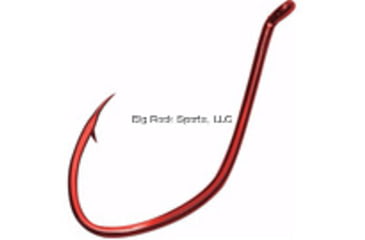 Image of Gamakatsu Big River Bait Hook, Needle Point, Wide Gap, Offset, All Purpose, Up Eye, Red, Size 2/0, 6 per Pack, 225312