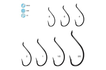 Image of Gamakatsu Fishing Hook, Needle Point, Wide Gap, All Purpose, Ringed Eye, NS Black, Size 8, 10 per Pack, 202406