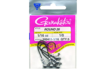 Image of Gamakatsu Round 26 Jighead, 1/16oz, Nickel Silver Black, 1/0 Hook5 Pack, 500411-1/16
