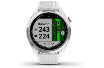 Image of Garmin Approach S42 GPS Smartwatch, Stainless Steel with White Band, 010-02572-11
