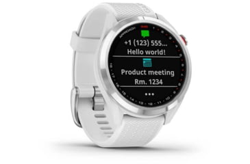 Image of Garmin Approach S42 GPS Smartwatch, Stainless Steel with White Band, 010-02572-11