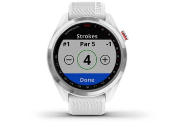 Image of Garmin Approach S42 GPS Smartwatch, Stainless Steel with White Band, 010-02572-11