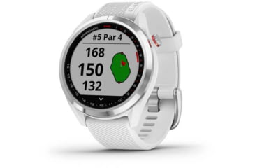 Image of Garmin Approach S42 GPS Smartwatch, Stainless Steel with White Band, 010-02572-11