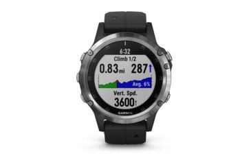 Image of Garmin Fenix 5 Plus, Glass, GPS Watch, NA, Black/Silver 010-01988-10