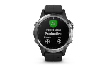 Image of Garmin Fenix 5 Plus, Glass, GPS Watch, NA, Black/Silver 010-01988-10