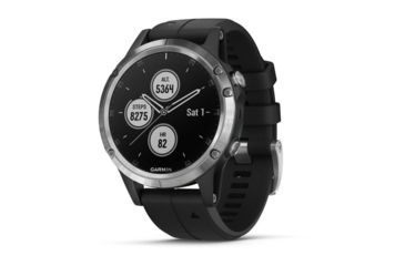 Image of Garmin Fenix 5 Plus, Glass, GPS Watch, NA, Black/Silver 010-01988-10