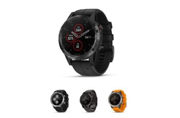 Image of Garmin Fenix 5 Plus, GPS Watch, Black/Black, Black/Silver, Carbon Gray/DLC Ti, Ti/Solar Flare Orange